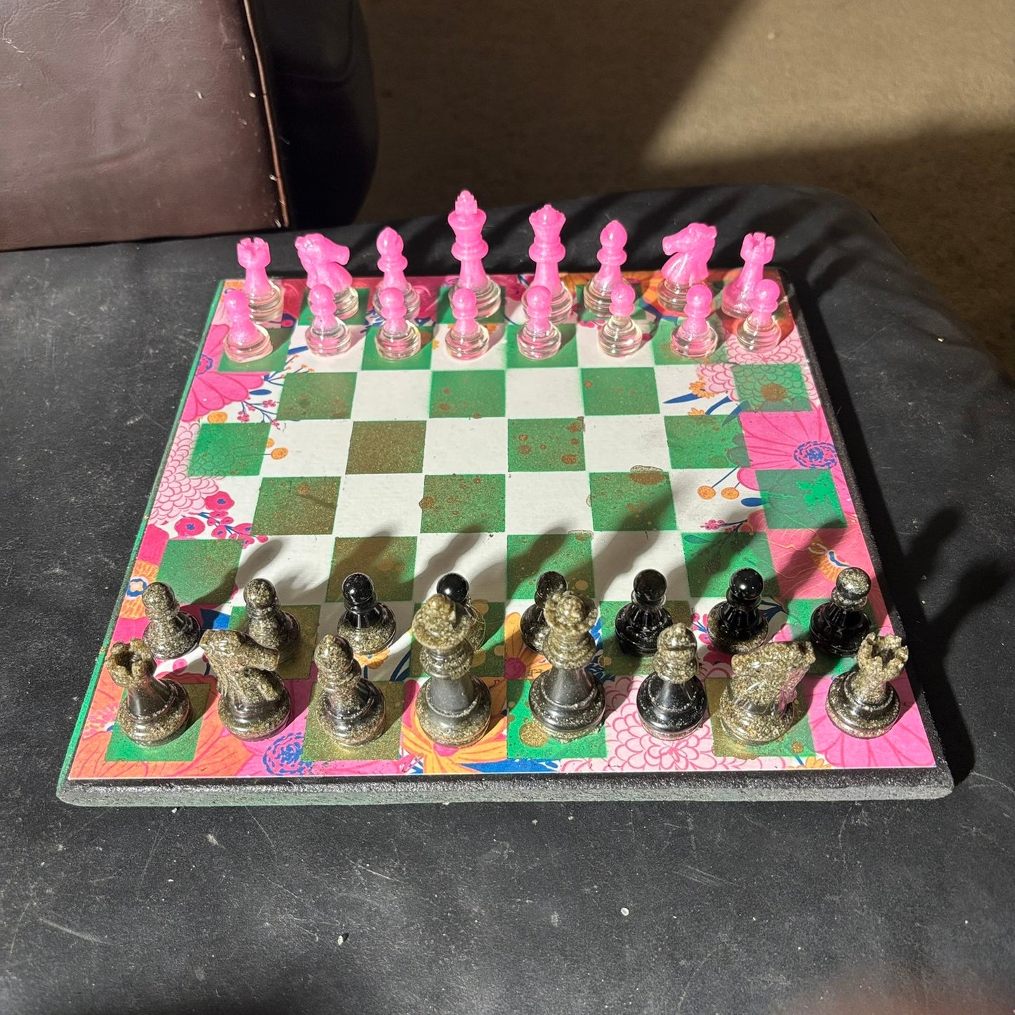 Vibrant Pink & Green - Scrapbook Chess Set
