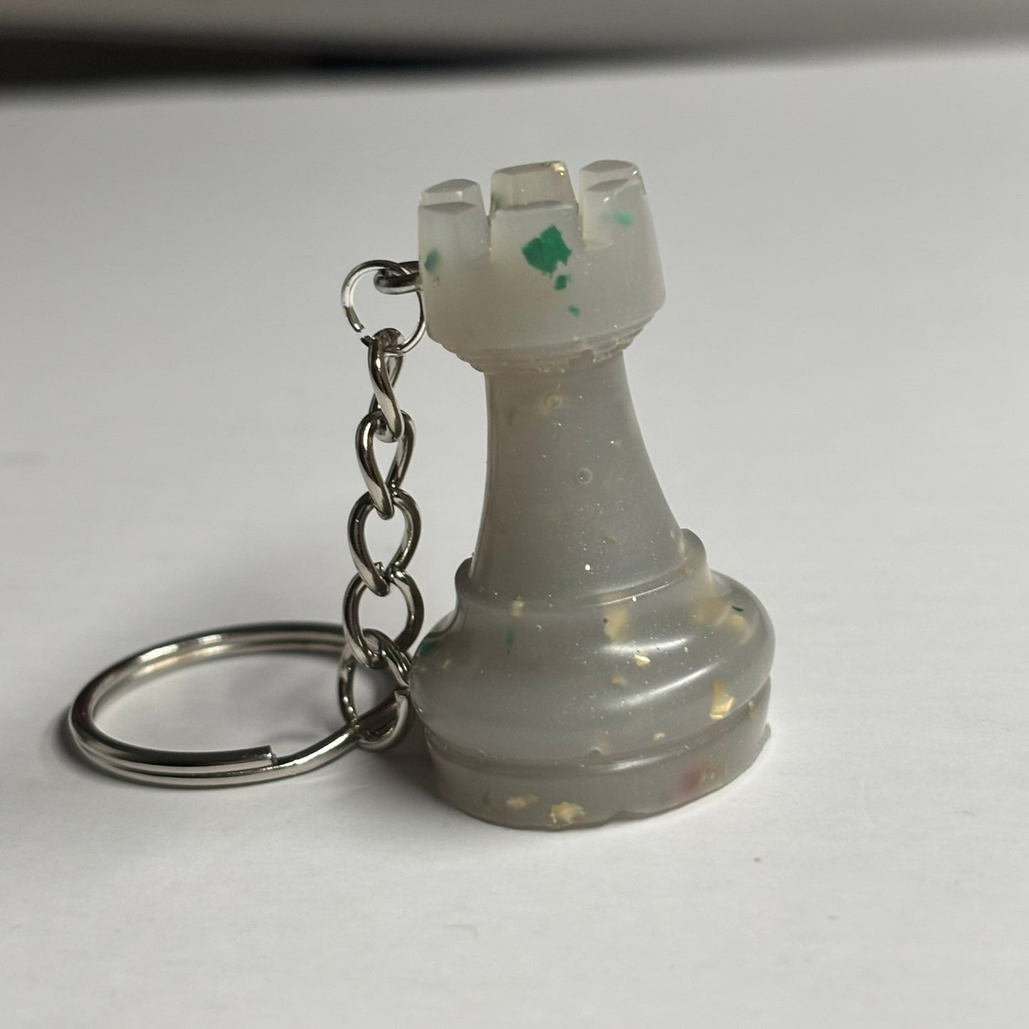 Crystal White Rook - Handmade Resin Keychain