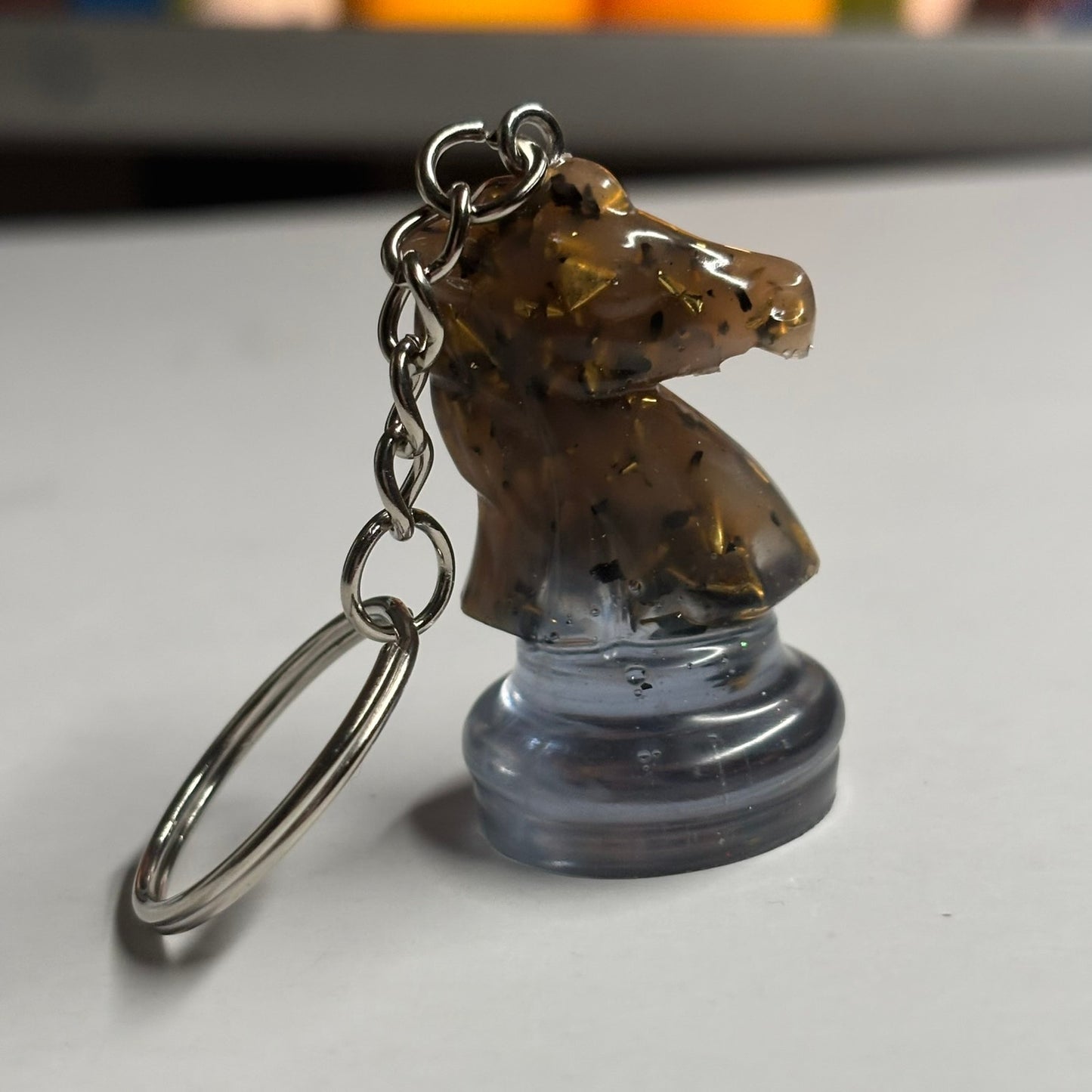 Brown/Blue Royal Knight - Handmade Resin Keychain