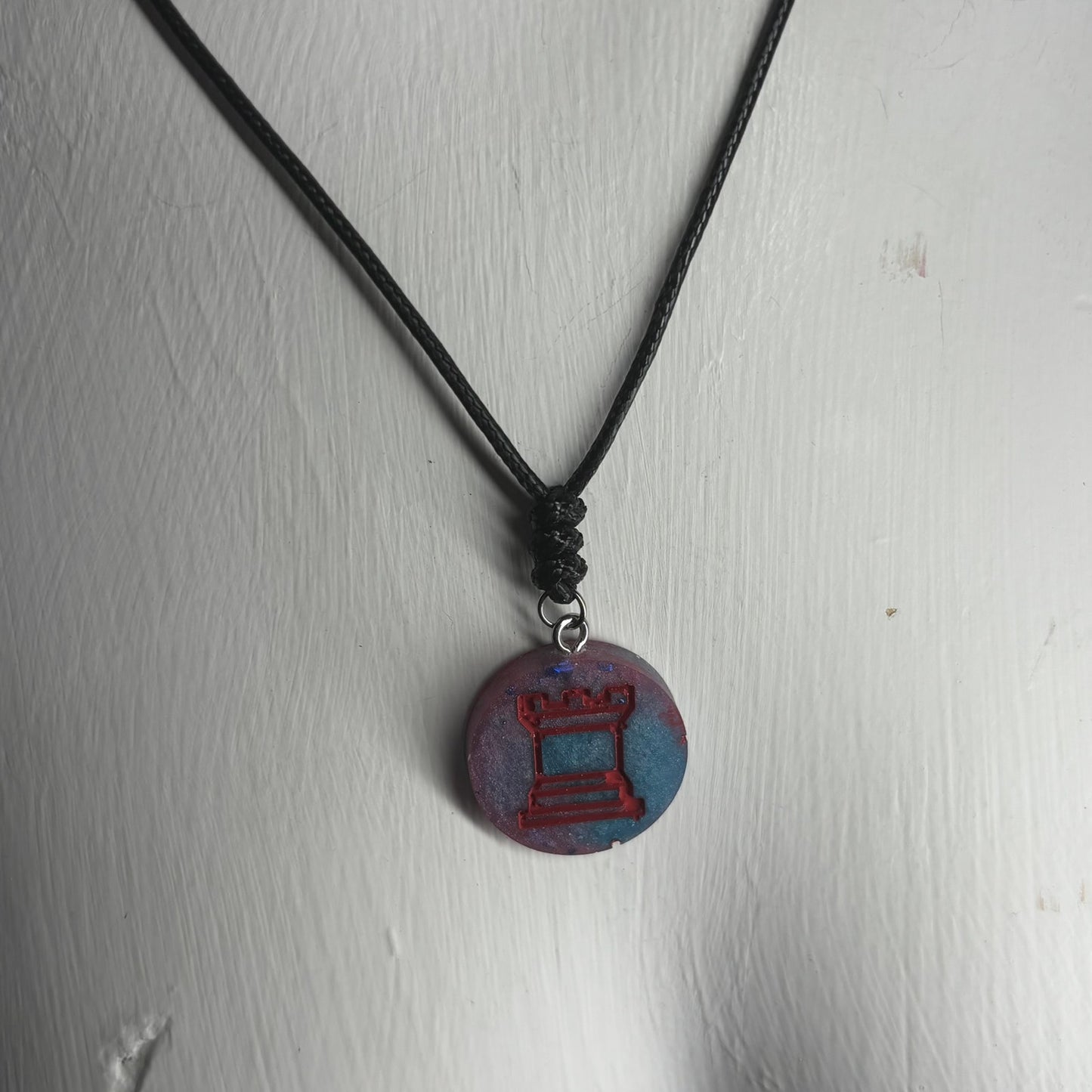 Blur Red Rook - Handmade Resin Chess Necklace