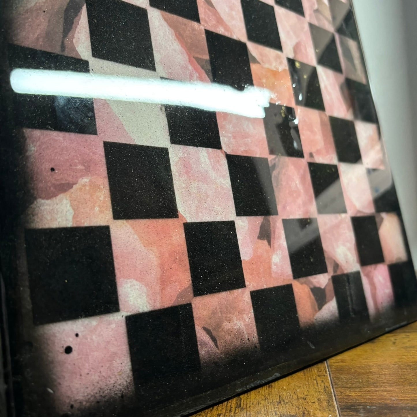 Soft Pink Rock - Resin Coated Chess Board