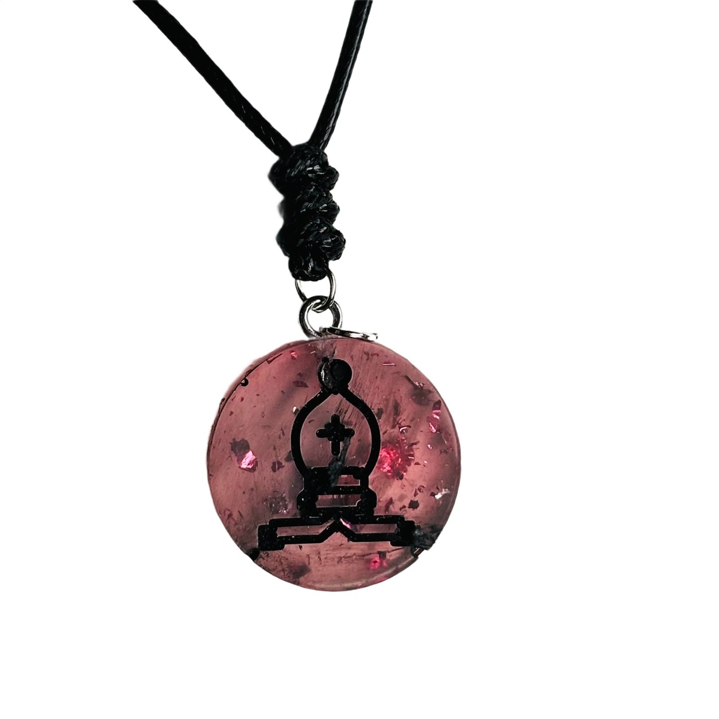 Violet Pink Bishop - Handmade Resin Chess Necklace