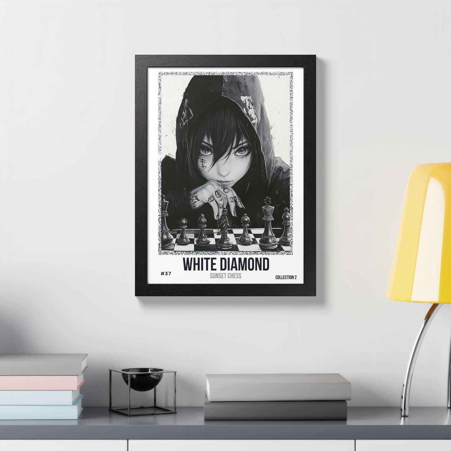 White Diamond - Collection 2 Card #37 - Sunset Card Poster Framed 12"x16"