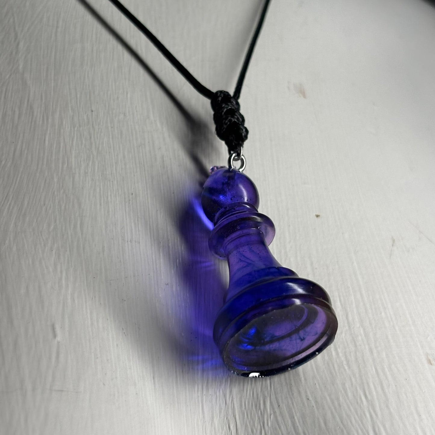 Translucent Purple Bishop - Handmade Resin Chess Necklace