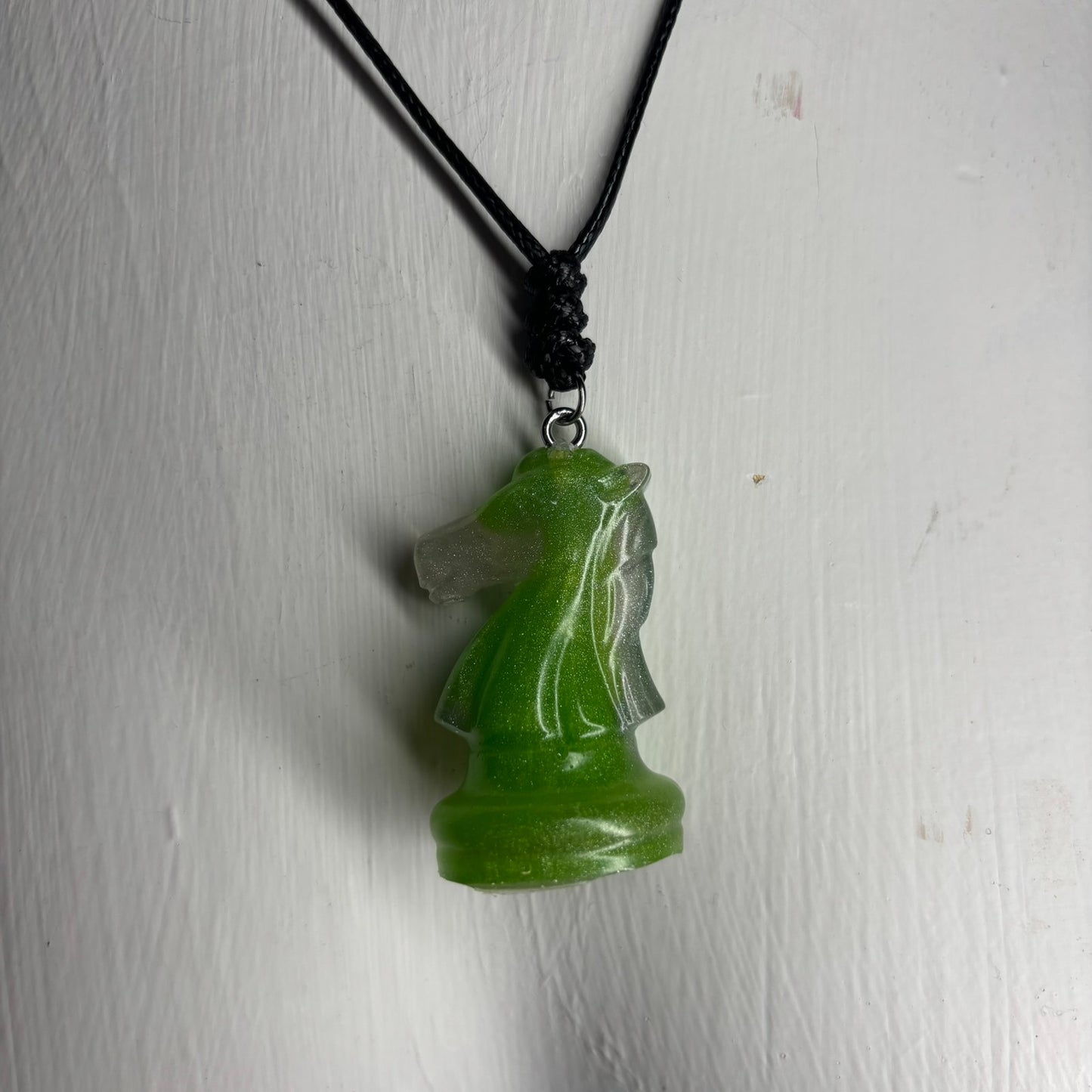 Sublime Green Knight - Handmade Resin Chess Necklace