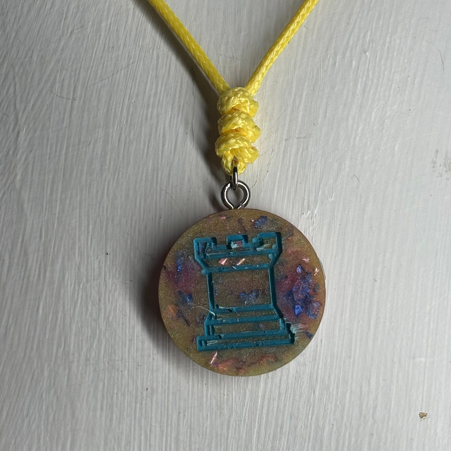Vivid Rook - Handmade Resin Chess Necklace