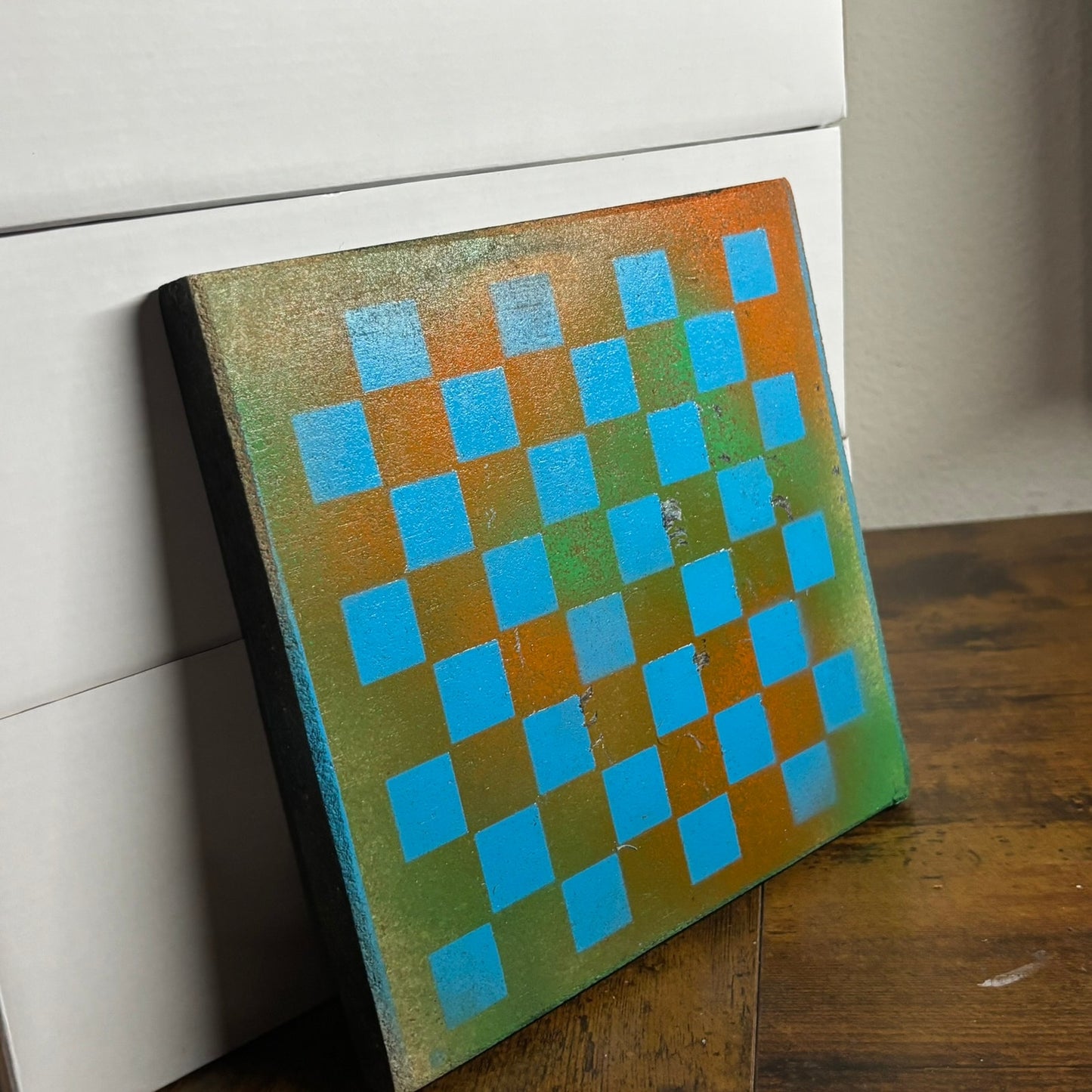 Blue And Dirty Green - Painted Double Sided Chess Board