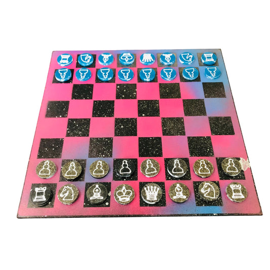 Pink Space - Painted Chess Set