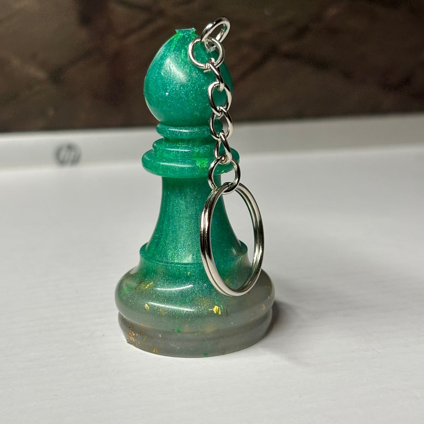 Royal Green Bishop - Handmade Resin Keychain - Large Edition