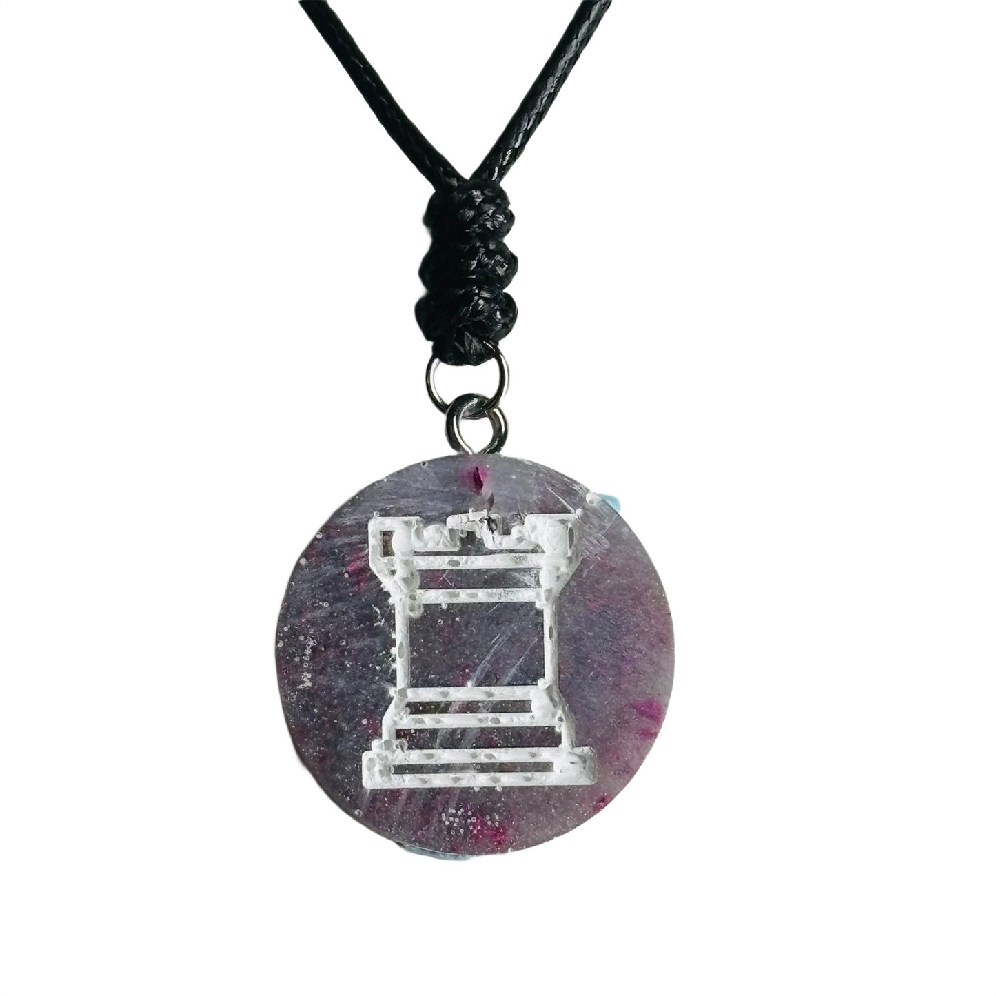 Purple Rook - Handmade Resin Chess Necklace