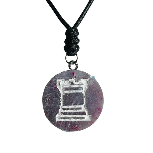 Purple Rook - Handmade Resin Chess Necklace