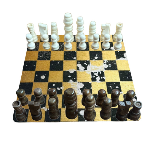 Golden Black Chrome Drip - Mini Chess Set
