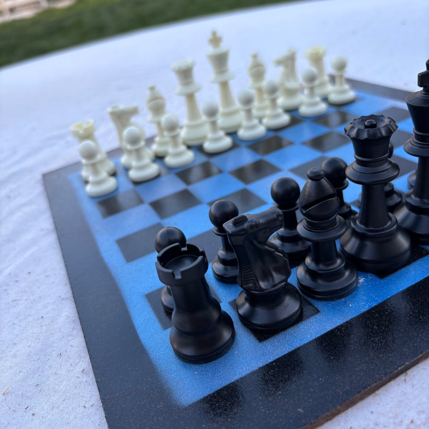 Simple Blue - Painted Chess Set