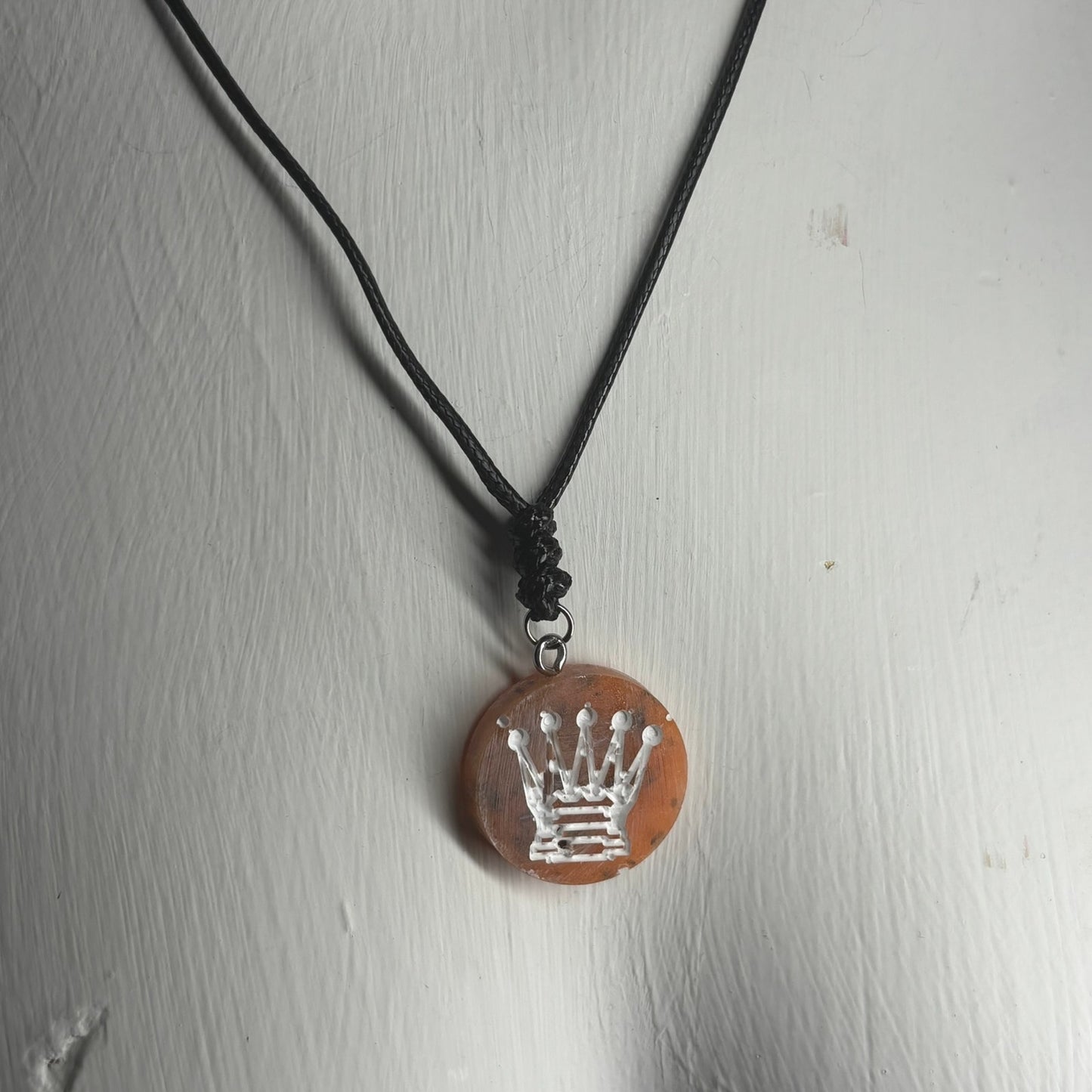 Orange Crystal Queen - Handmade Resin Chess Necklace