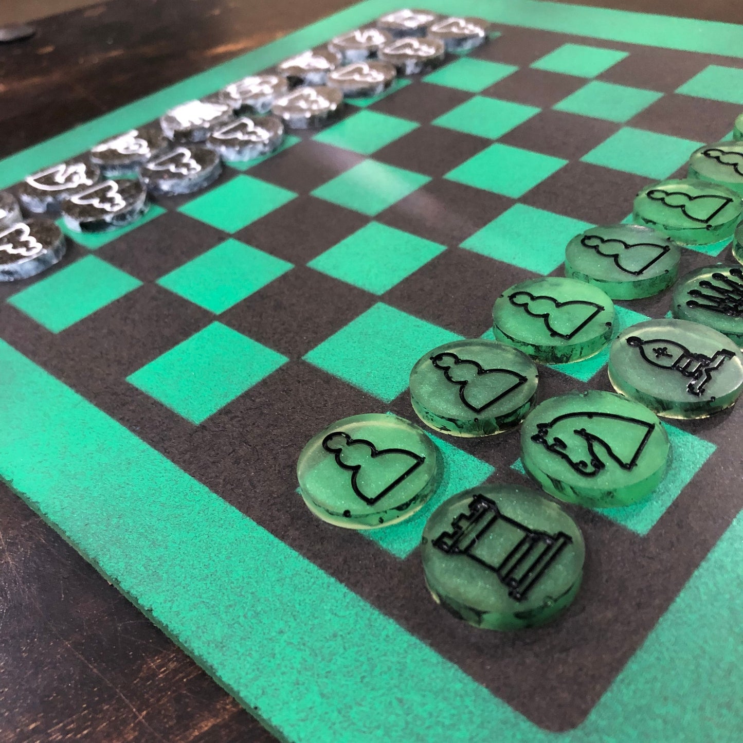 Black & Green - Painted Chess Set
