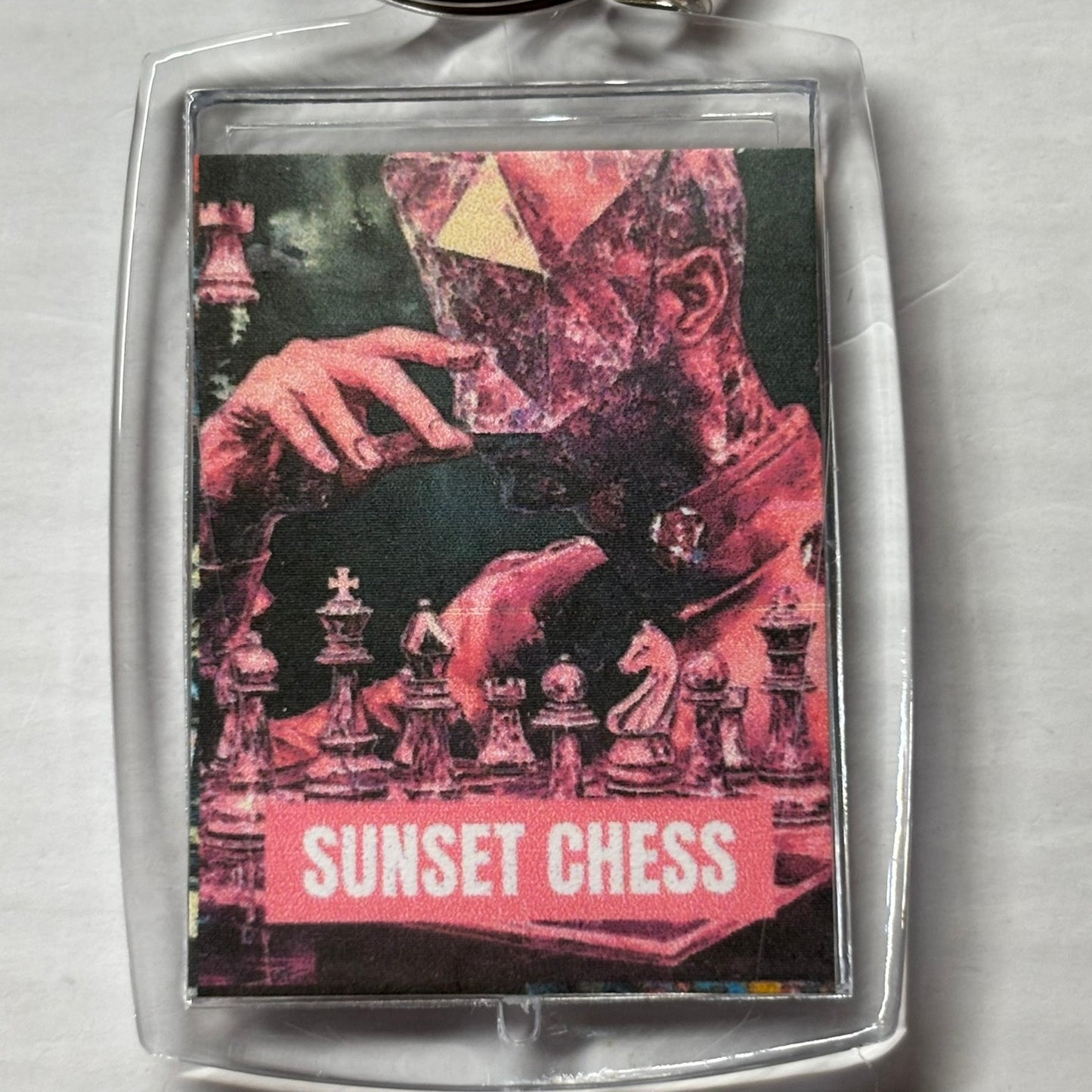 Pink Crystal - Chess  Photo Keychain