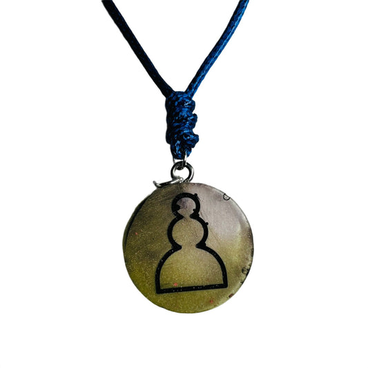 Vintage Green Pawn - Handmade Resin Chess Necklace
