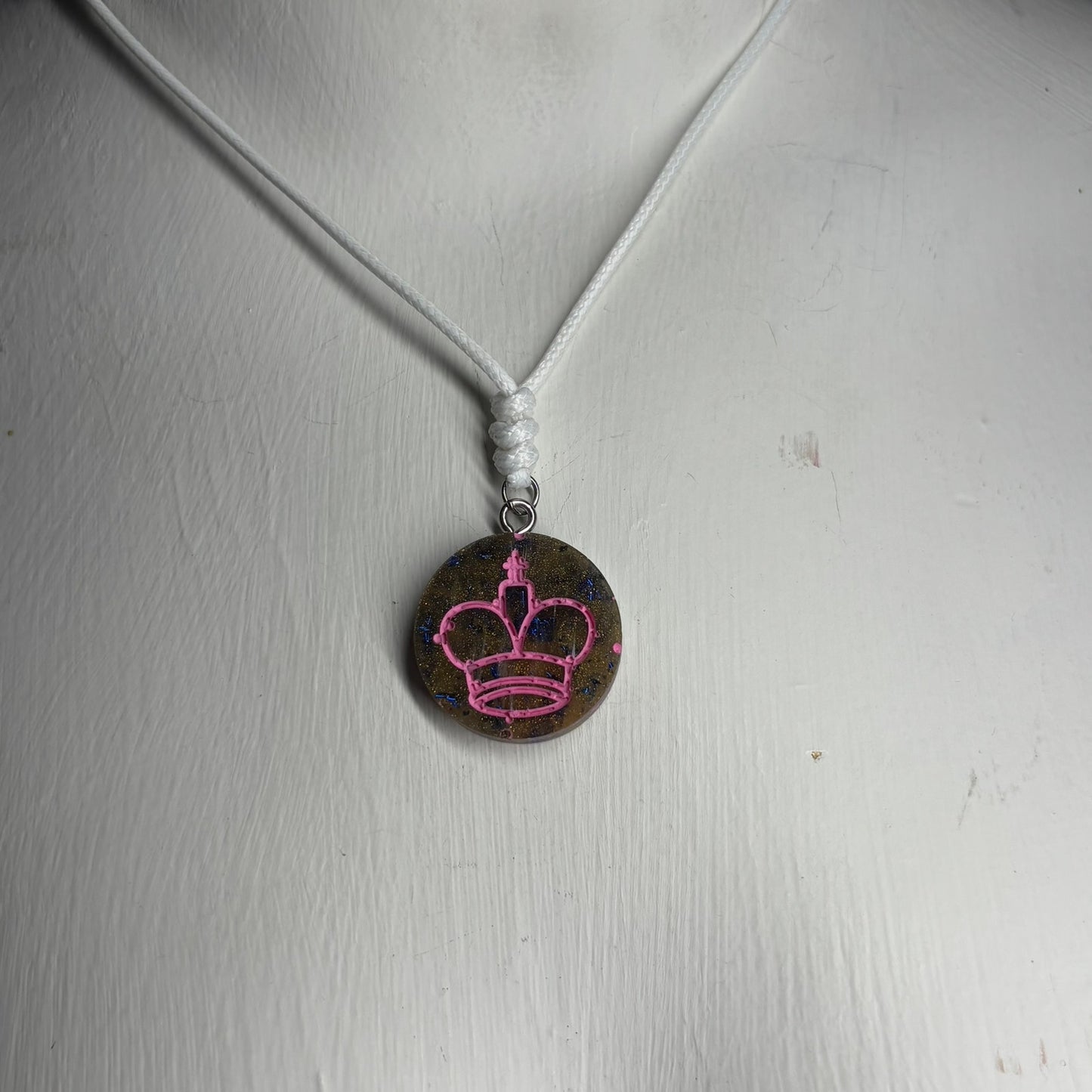 Pink Print King - Handmade Resin Chess Necklace