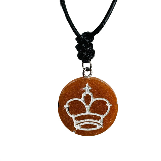 Volcanic Orange King - Handmade Resin Chess Necklace