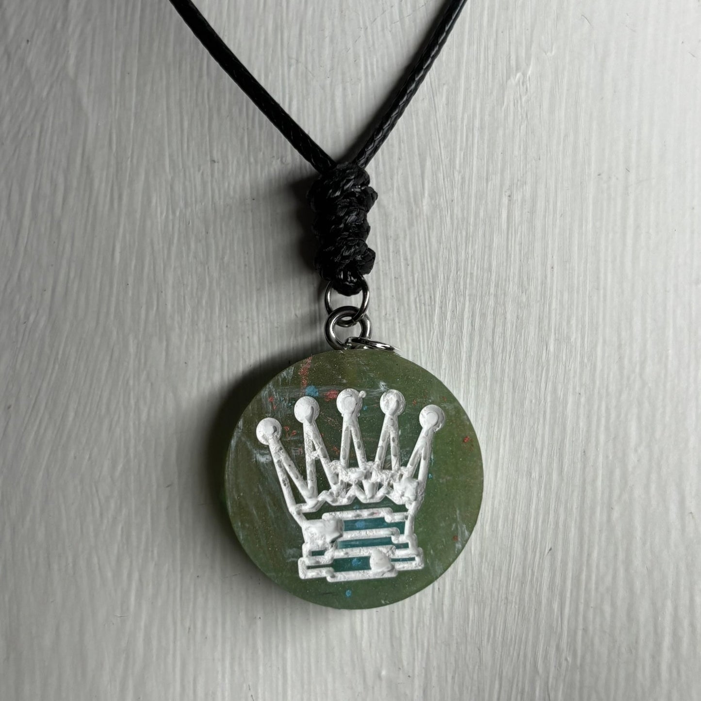 Green Queen - Handmade Resin Chess Necklace