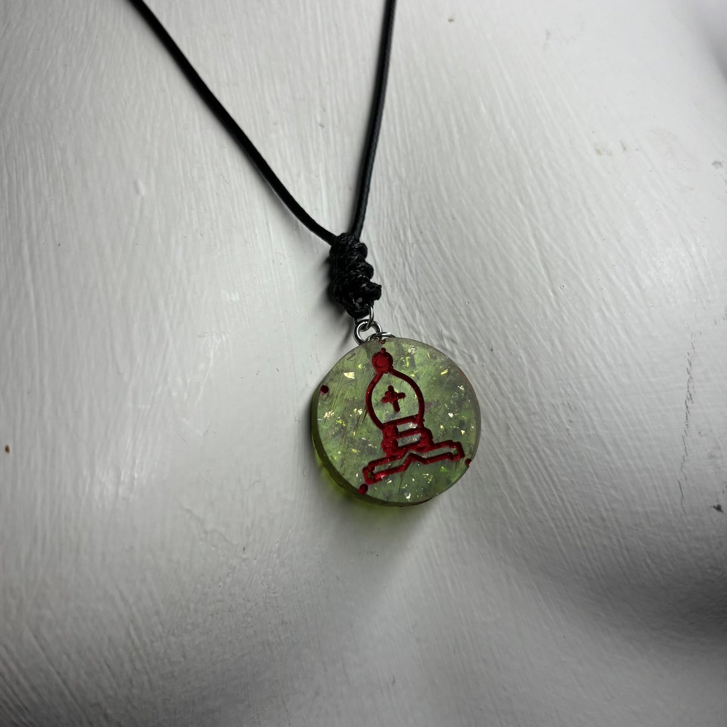 Crystal Green Bishop - Handmade Resin Chess Necklace