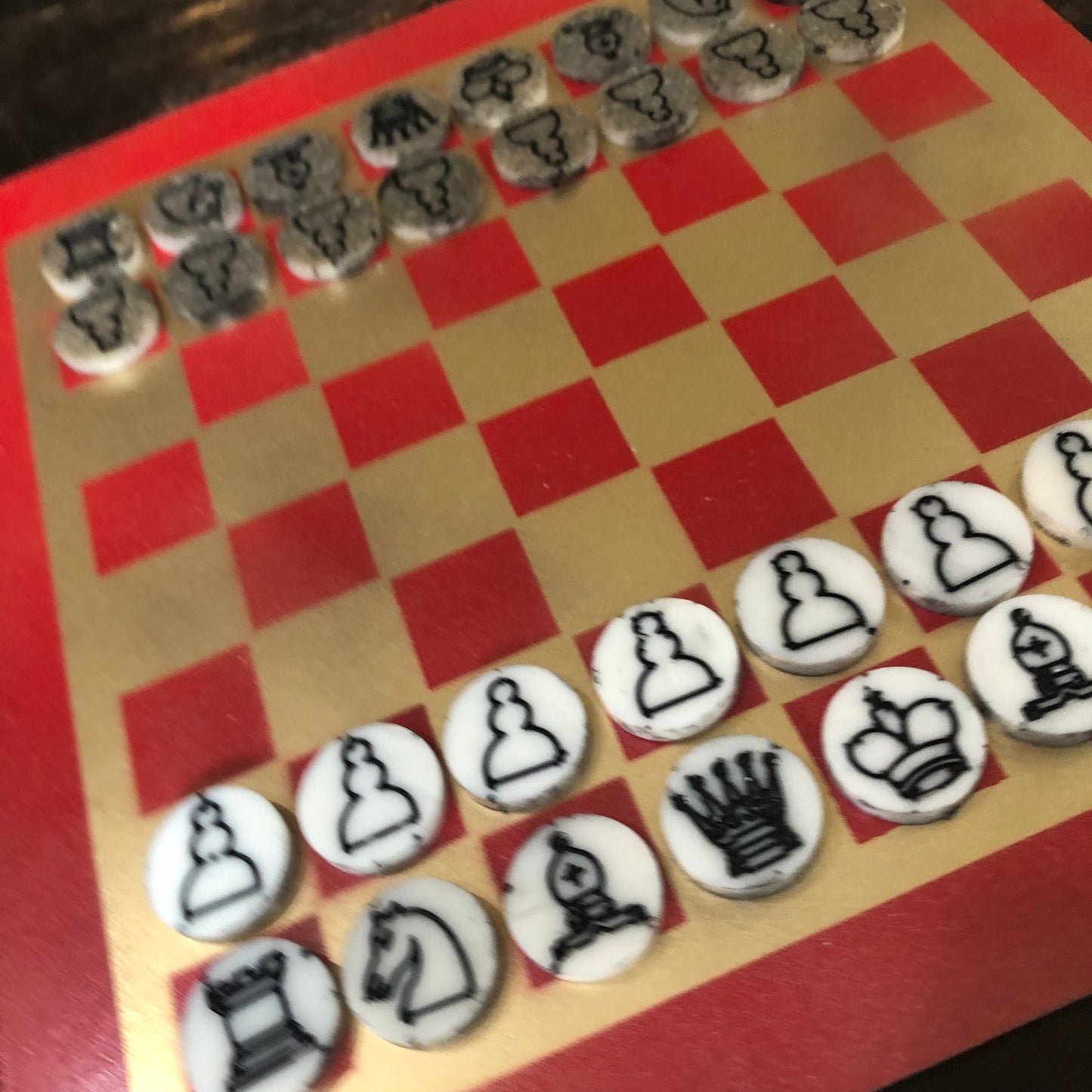 Supreme Golden Red- Painted Chess Set