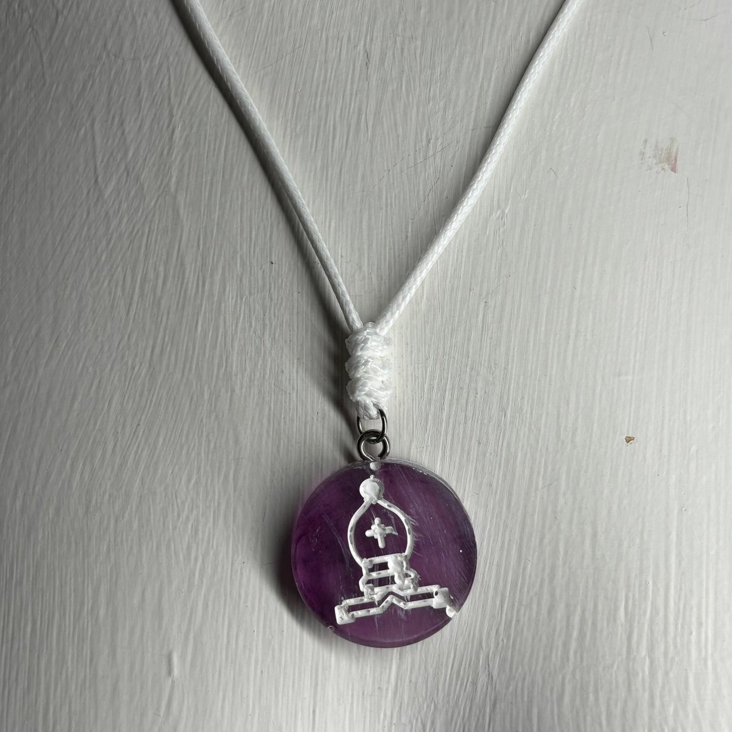 Purple Bishop - Handmade Resin Chess Necklace
