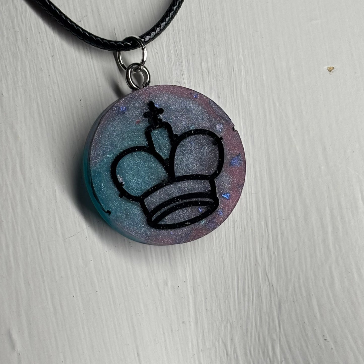Blue/Purple King - Handmade Resin Chess Necklace