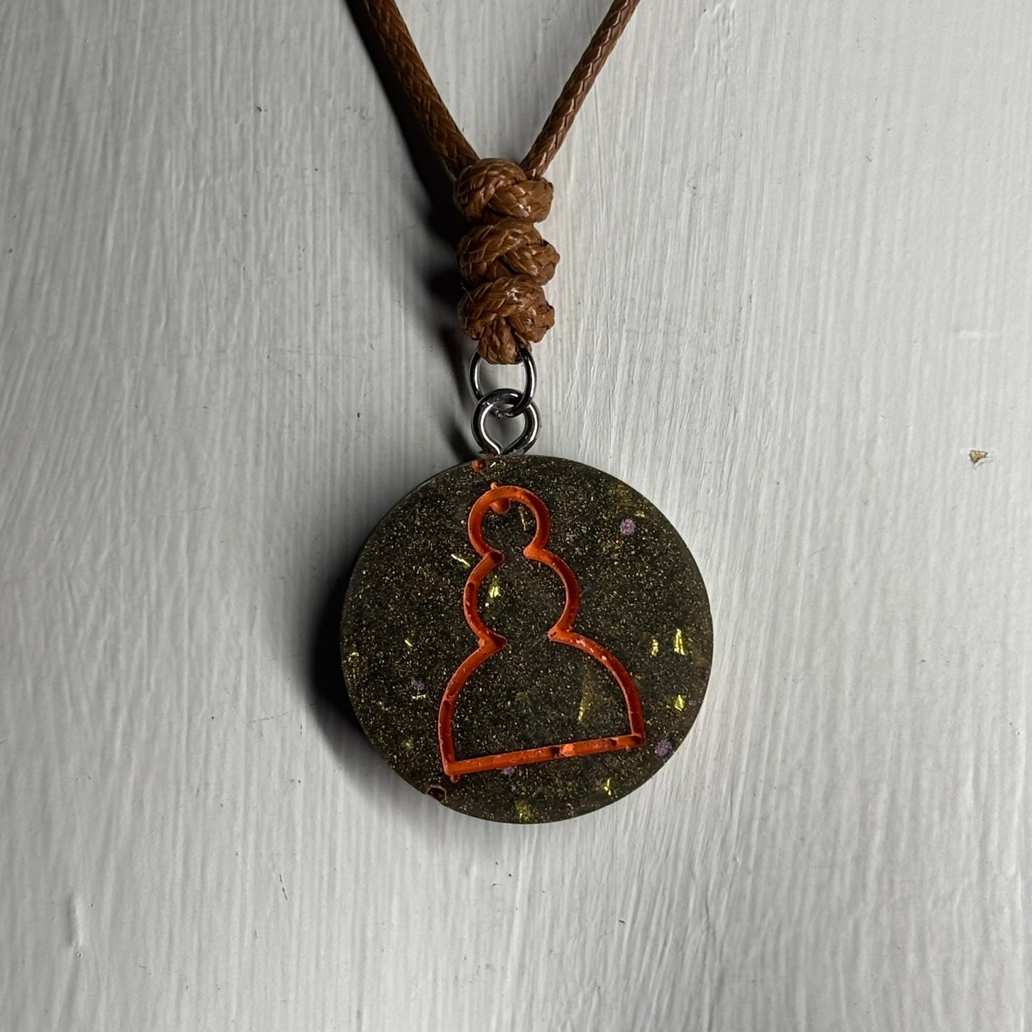 Vintage Brown Pawn - Handmade Resin Chess Necklace