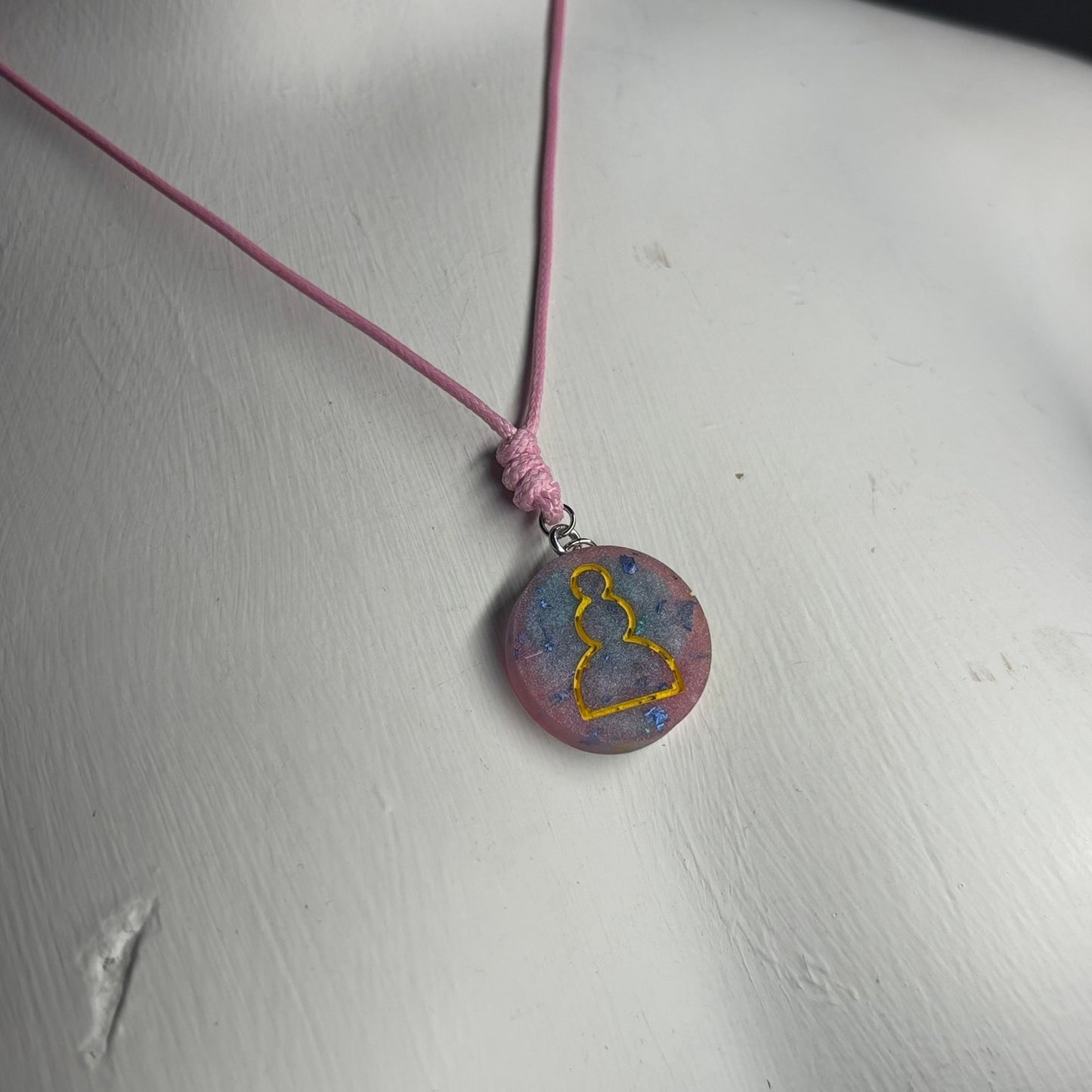 Pink Sploosh Pawn - Handmade Resin Chess Necklace