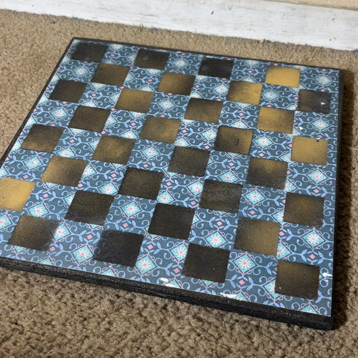 Aqua Blue - Scrapbook Chess Board