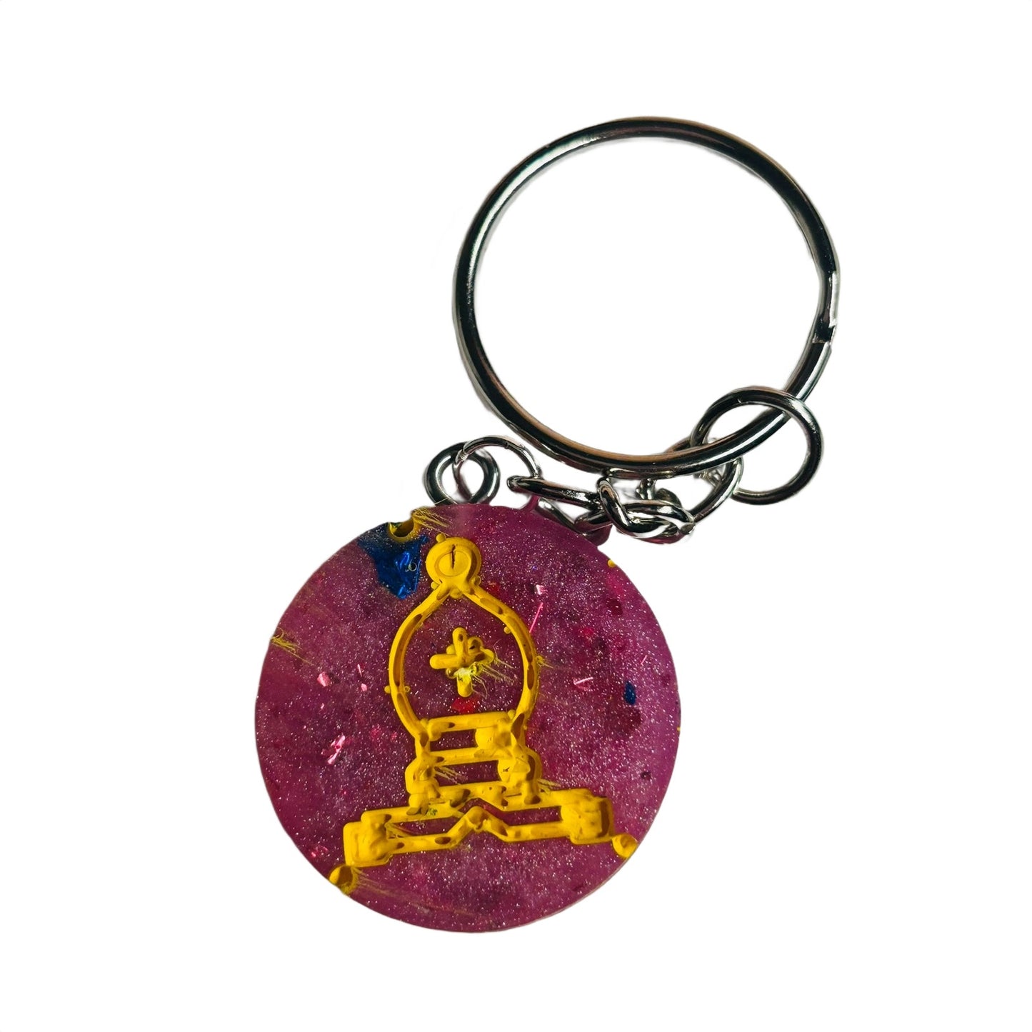 Pink Yellow Bishop - Handmade Resin Keychain