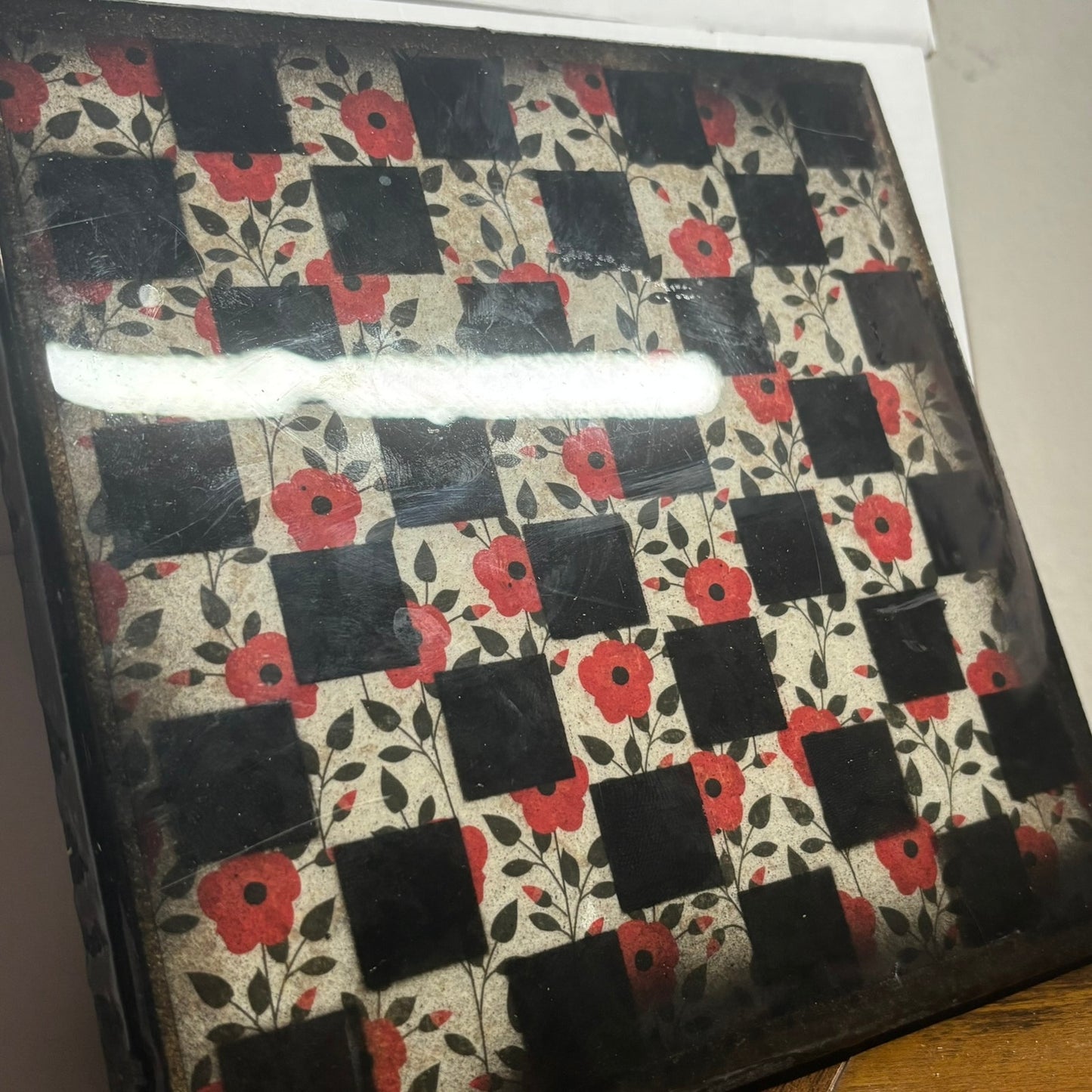 Fancy Flowers - Resin Coated Chess Board