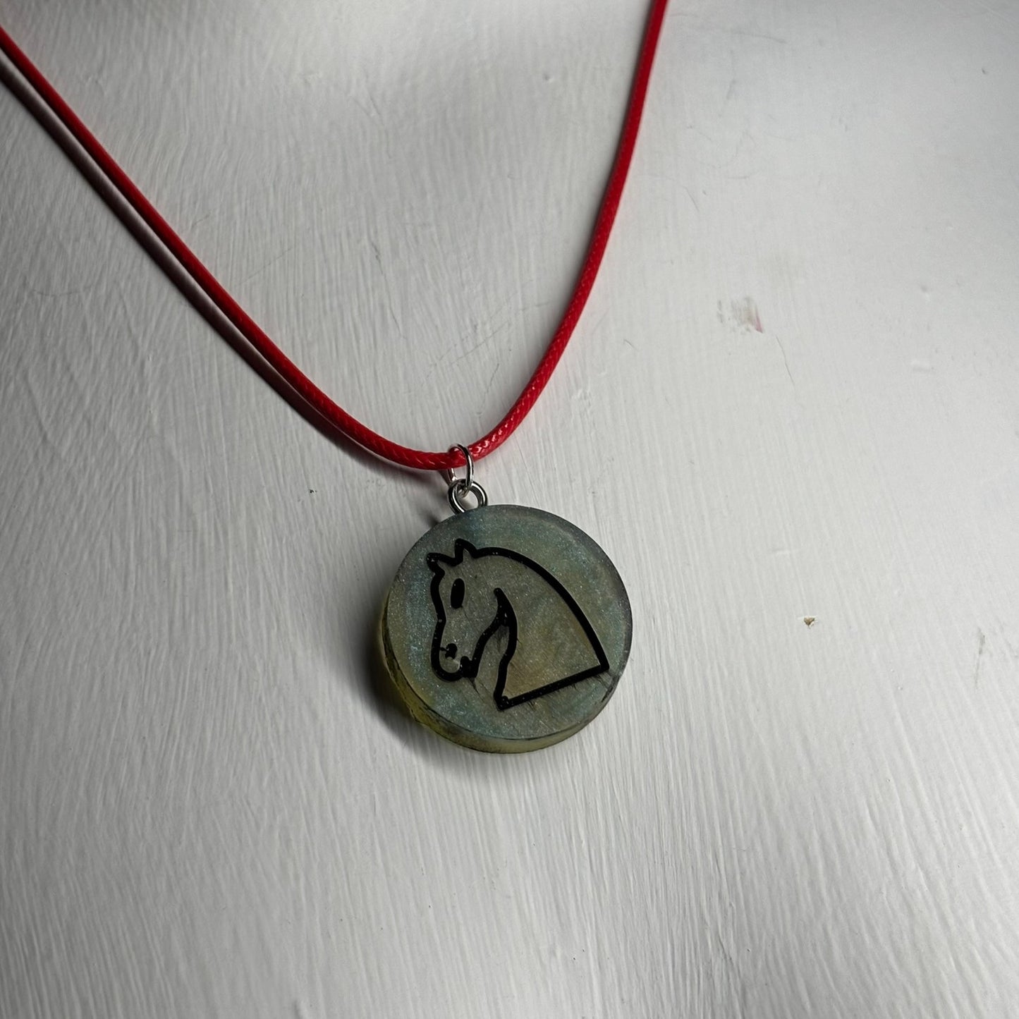 Swamp Green Knight - Handmade Resin Chess Necklace