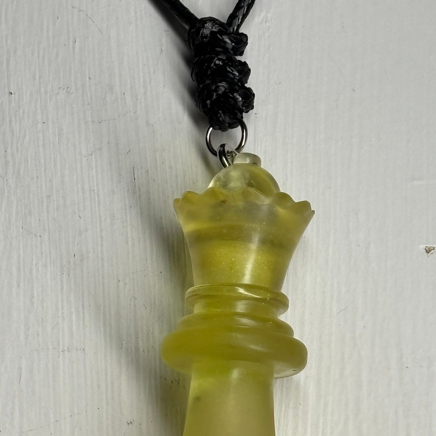 Transparent Yellow Queen - Handmade Resin Chess Necklace