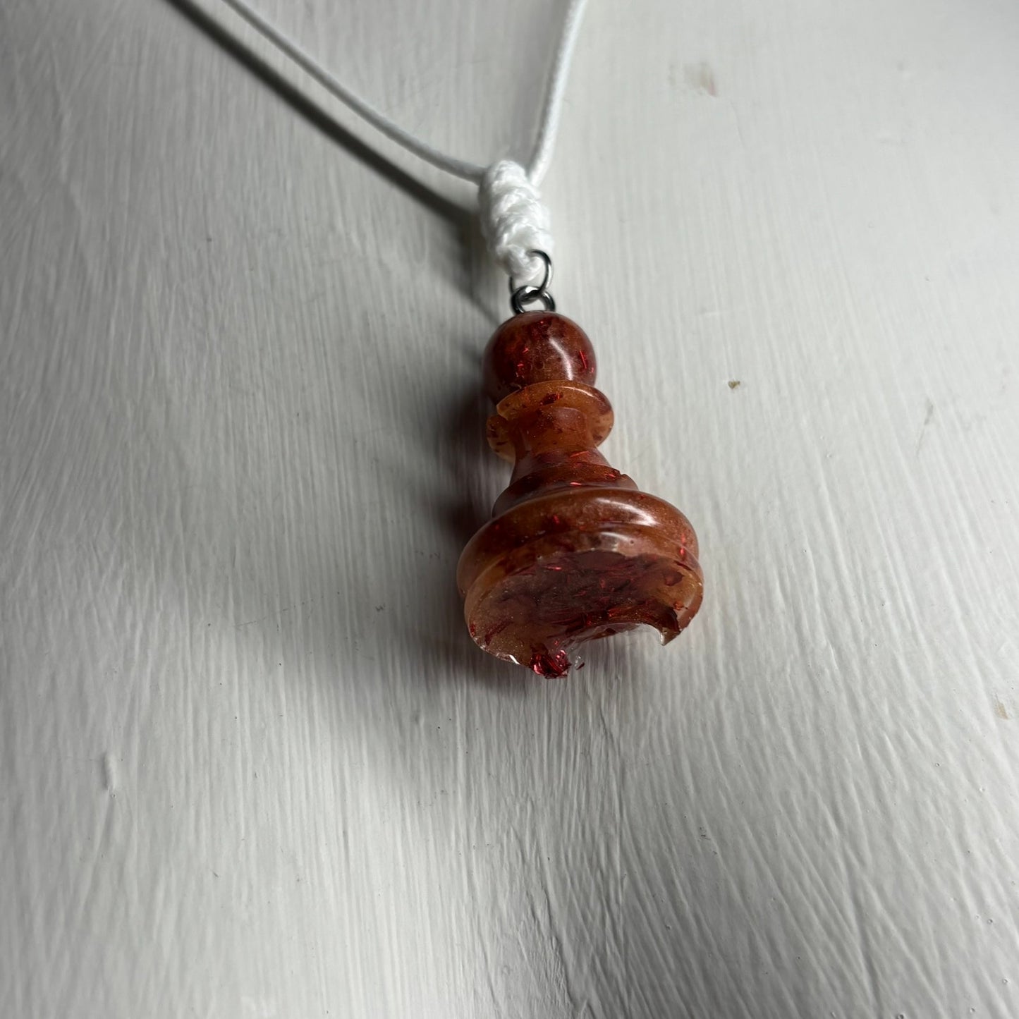 Orange Fiery Pawn- Handmade Resin Chess Necklace
