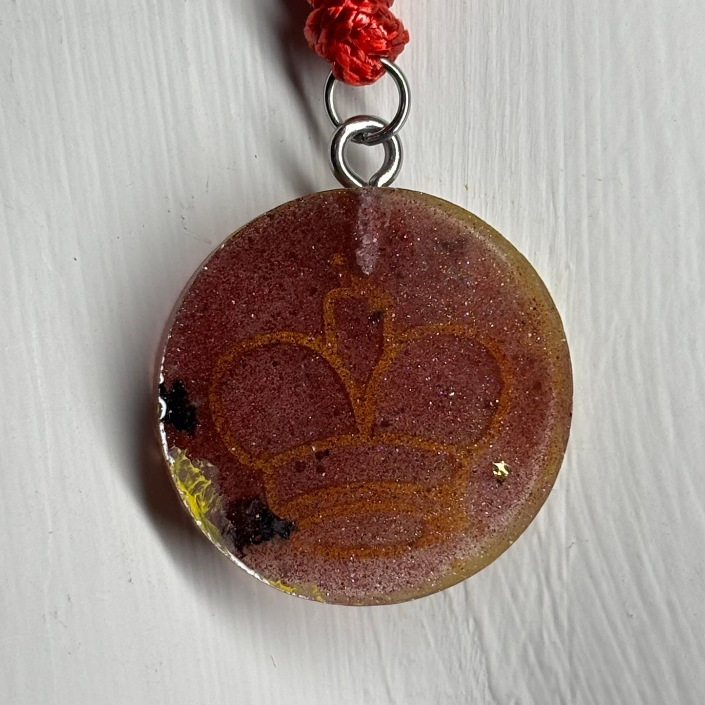 Rustic Yellow King - Handmade Resin Chess Necklace