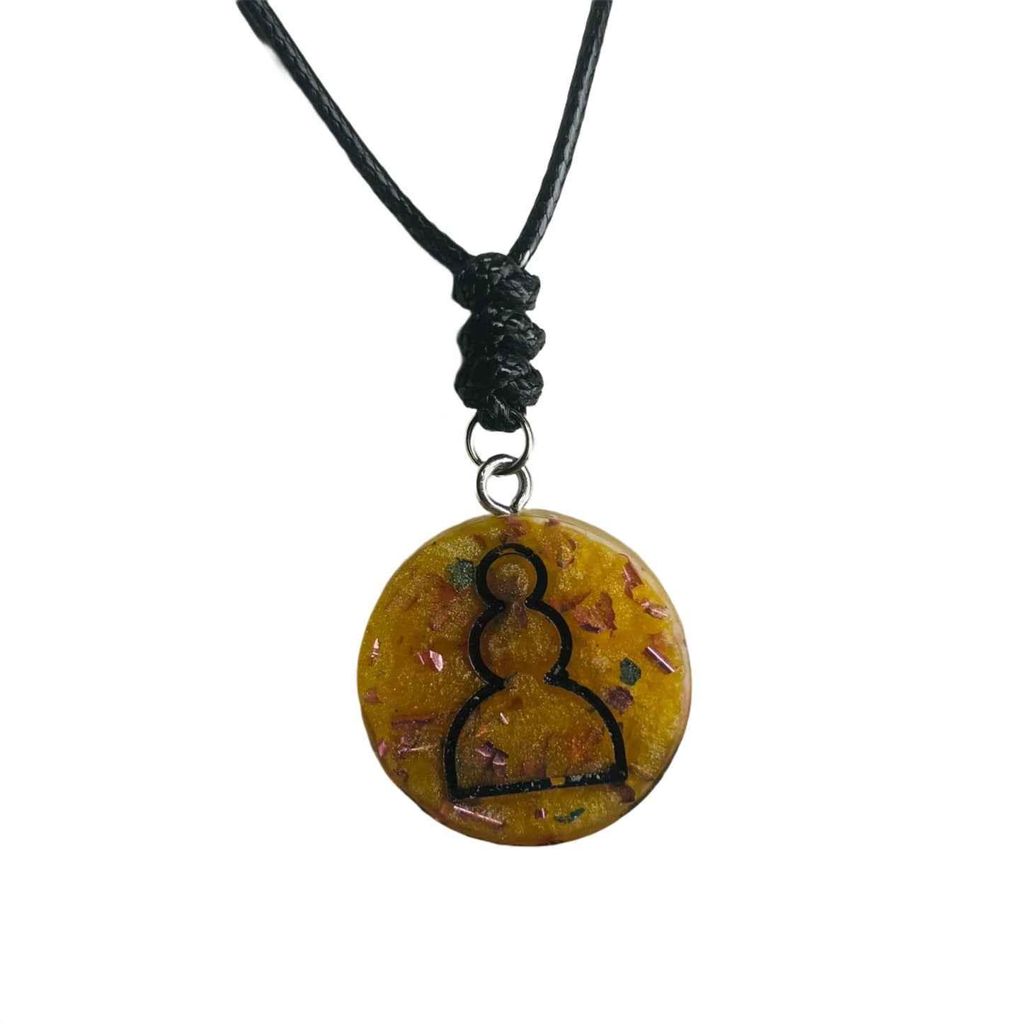 Crystal Yellow Pawn - Handmade Resin Chess Necklace