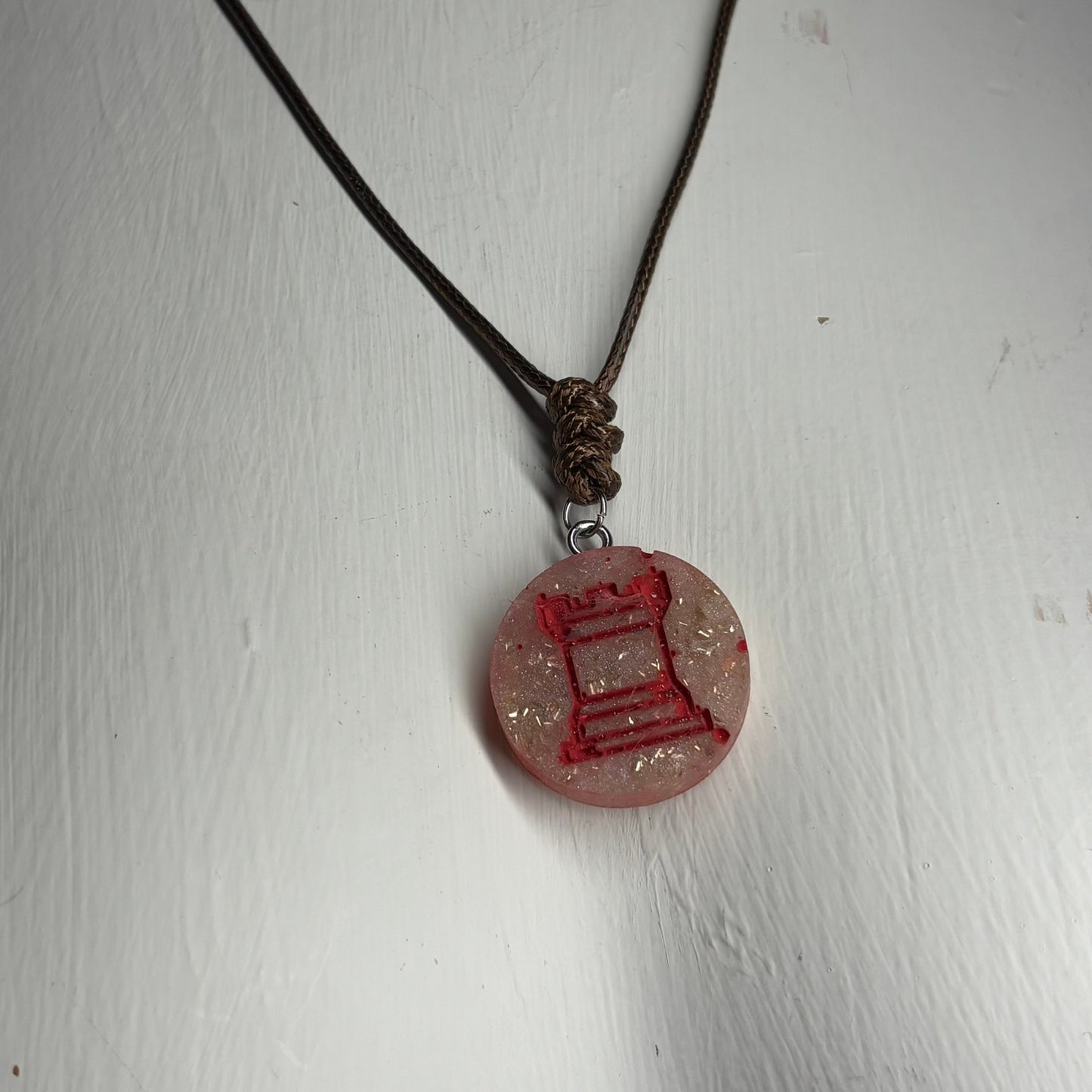 Crystal Rook - Handmade Resin Chess Necklace