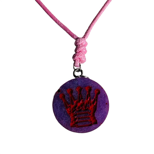 Purple Queen - Handmade Resin Chess Necklace
