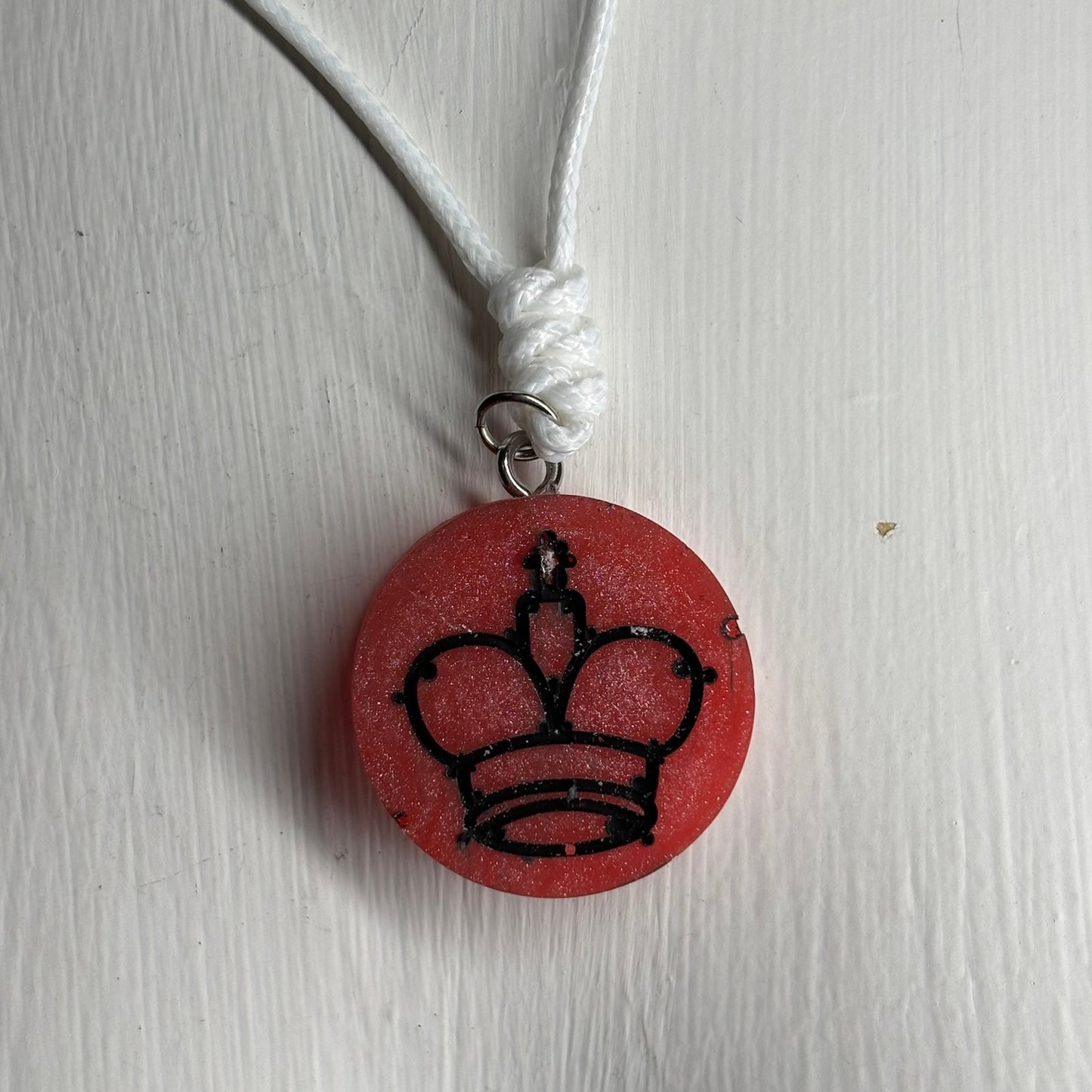 Cherry Red King - Handmade Resin Chess Necklace