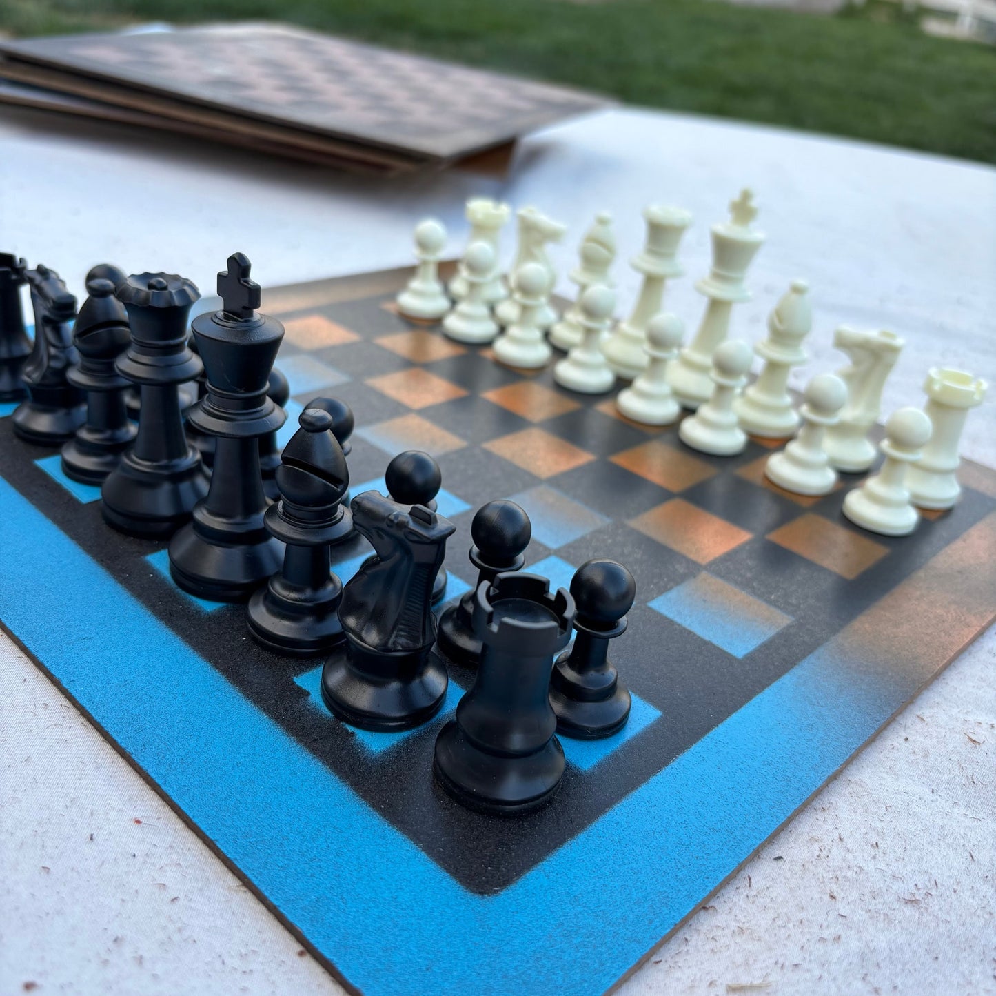 Simple Blue & Orange - Painted Chess Set