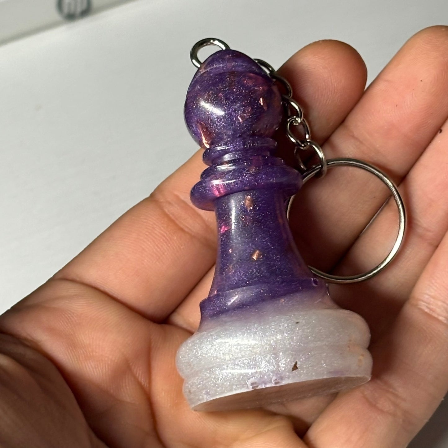 Crystal Bottom Purple Bishop - Handmade Resin Keychain - Large Edition