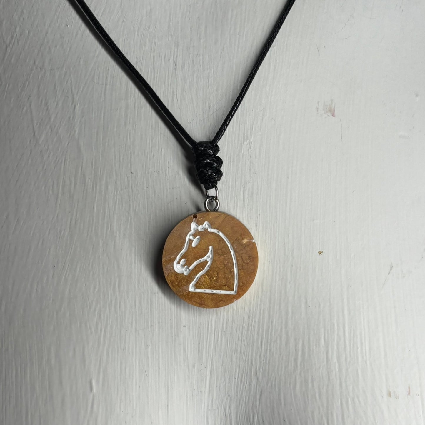 Golden Knight - Handmade Resin Chess Necklace