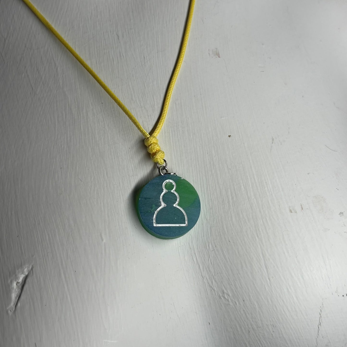 Simple Green Pawn - Handmade Resin Chess Necklace