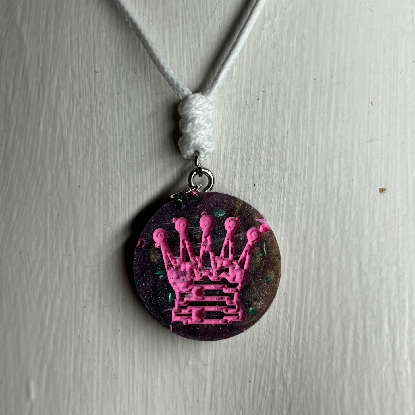 Crystal Purple Queen - Handmade Resin Chess Necklace