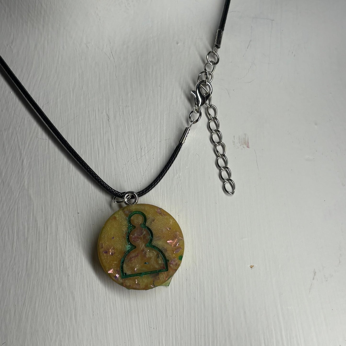 Crystal Yellow Pawn - Handmade Resin Chess Necklace