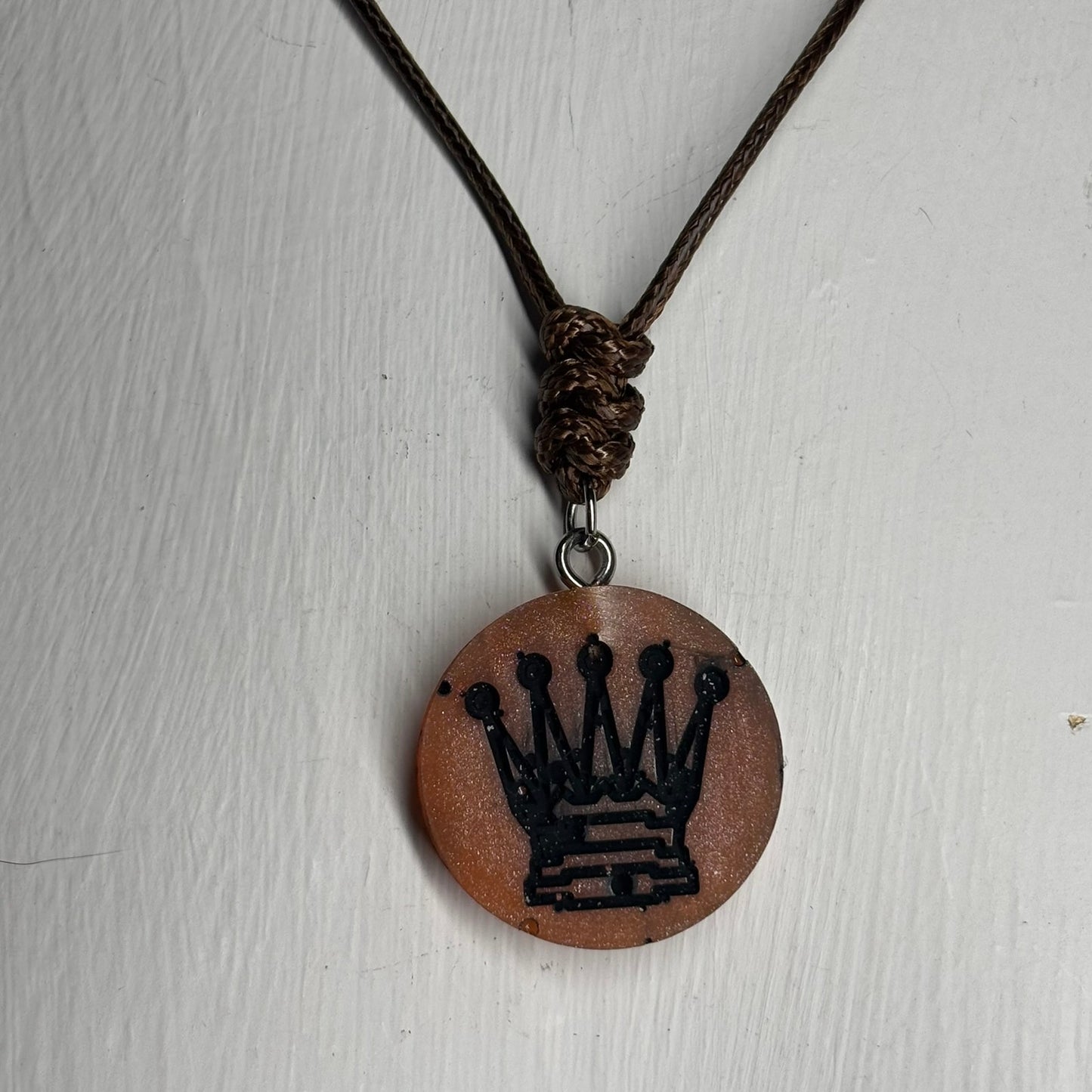 Bronze Queen - Handmade Resin Chess Necklace