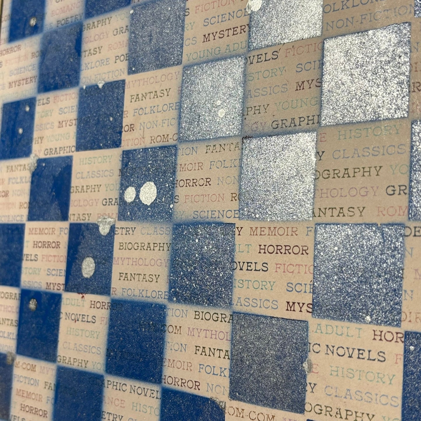 Worded Blue & White - Scrapbook Chess Board