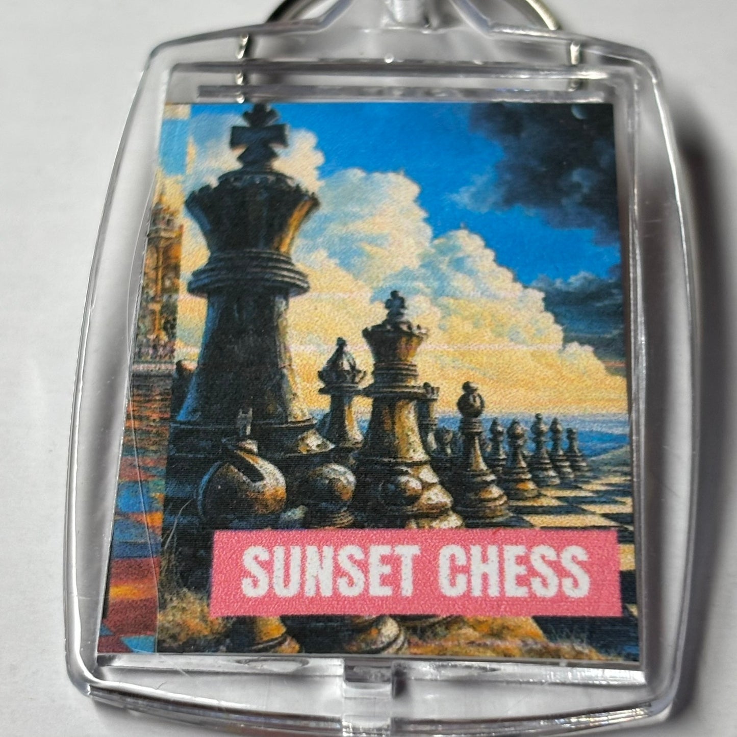 A Nice Day - Sunset Chess Photo Keychain